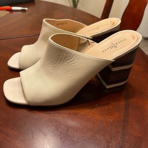Cole Haan Leather Beige Heel Mules Size 9